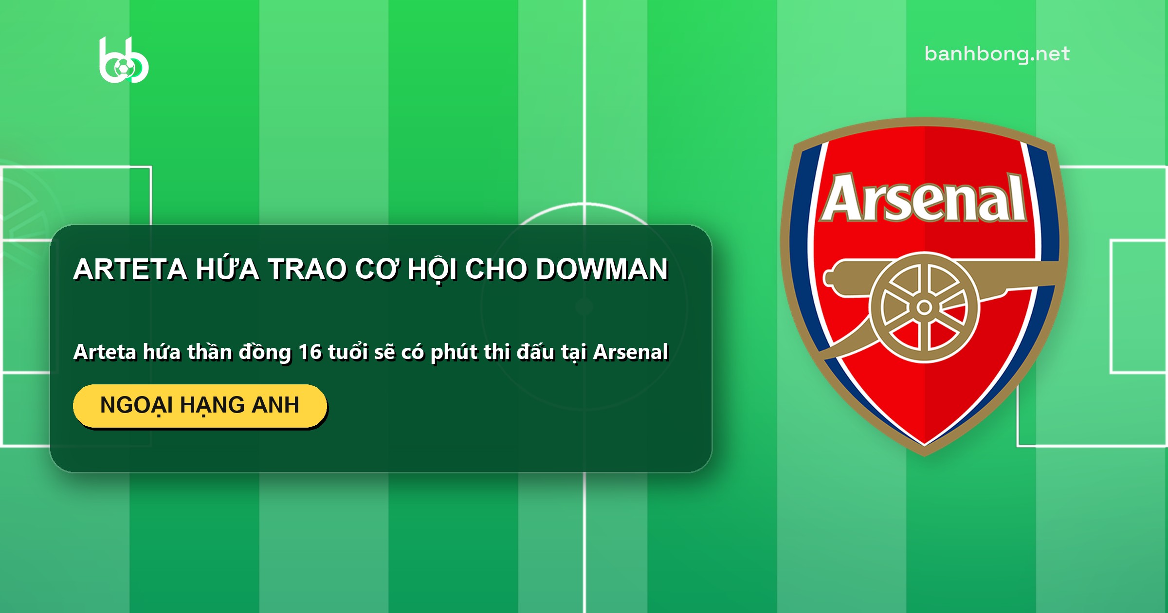 Arteta hứa trao cơ hội cho thần đồng Dowman tại Arsenal