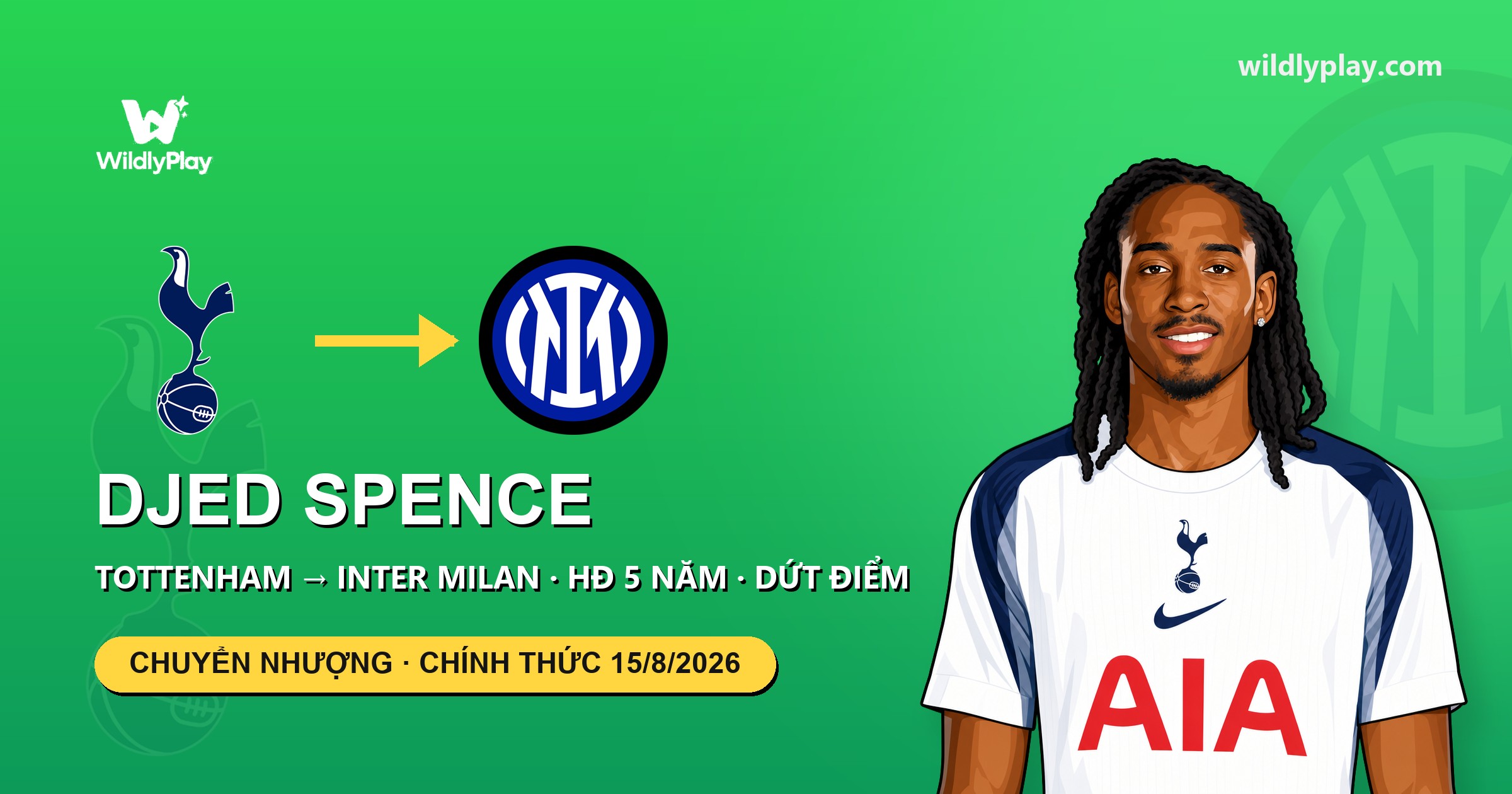 Djed Spence completes permanent move from Tottenham to Inter Milan