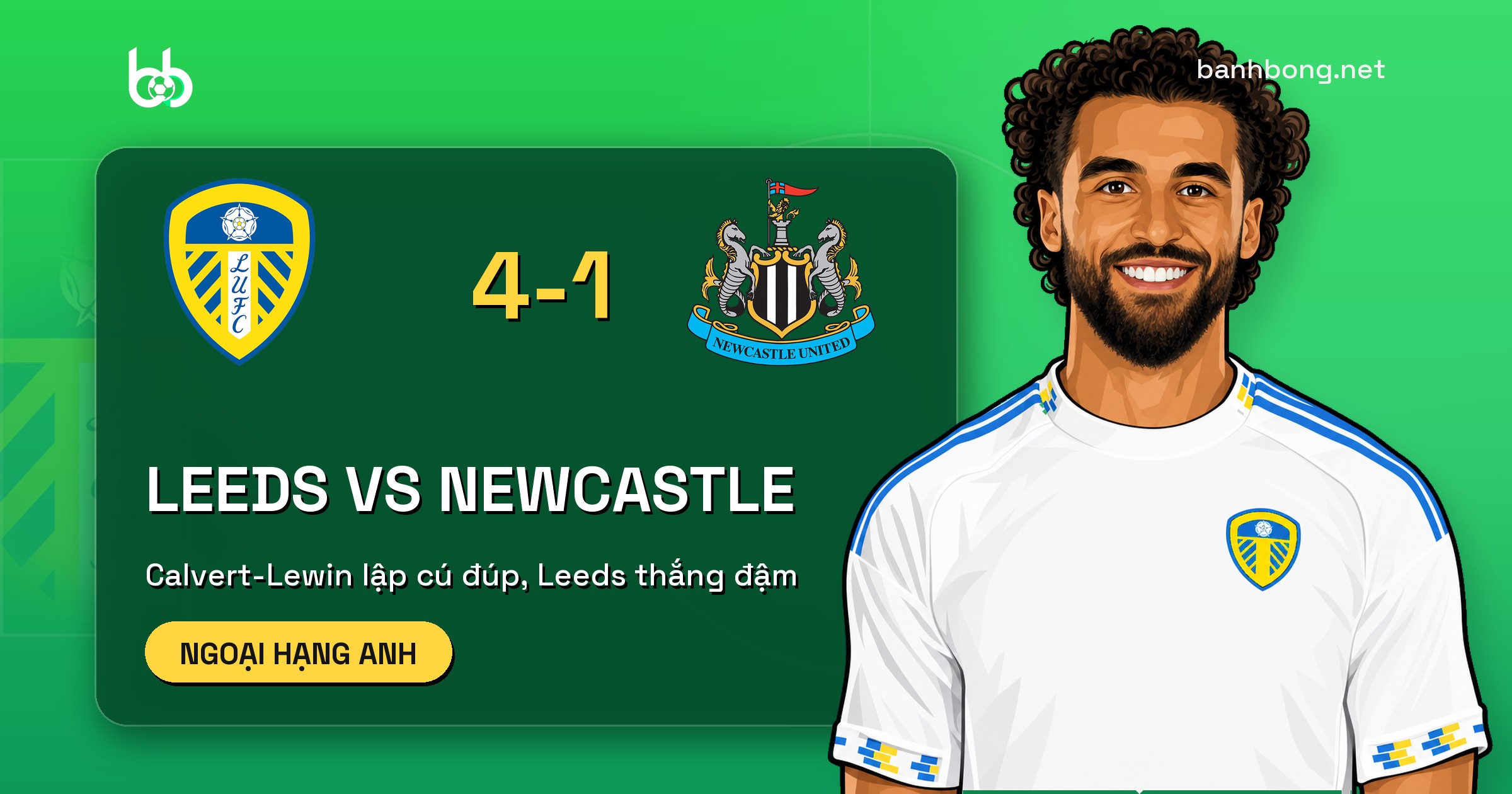 Leeds 4-1 Newcastle: Calvert-Lewin lập cú đúp, Leeds thắng đậm