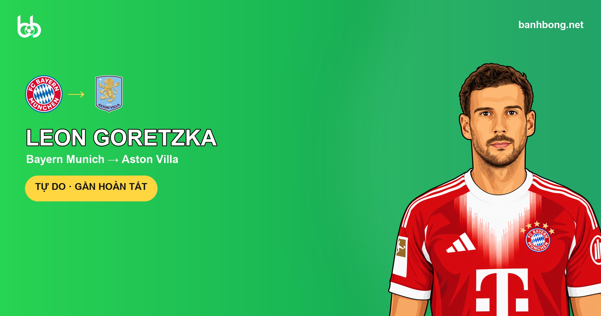 Leon Goretzka gần hoàn tất vụ chuyển đến Aston Villa theo dạng tự do
