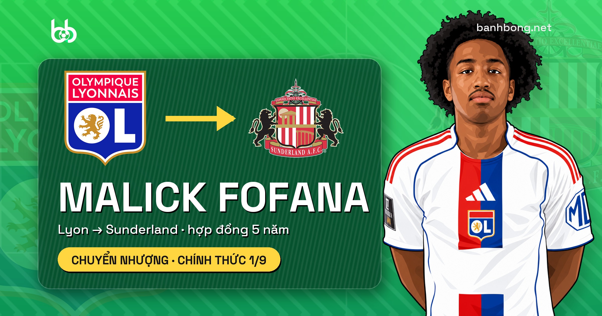 Malick Fofana chính thức gia nhập Sunderland sau ngày cuối kịch tính với Crystal Palace