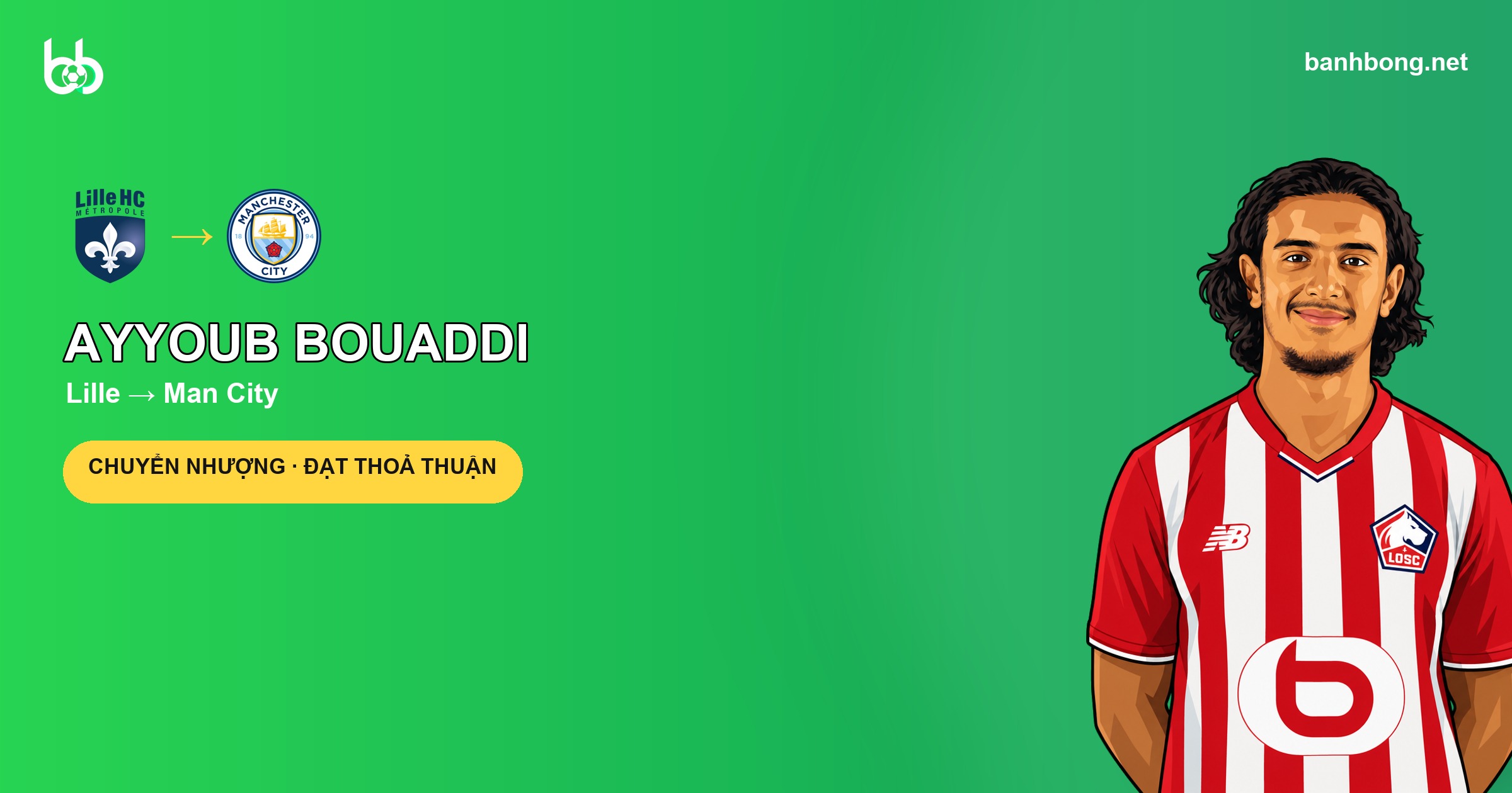 Man City đạt thoả thuận 86 triệu bảng chiêu mộ Ayyoub Bouaddi từ Lille