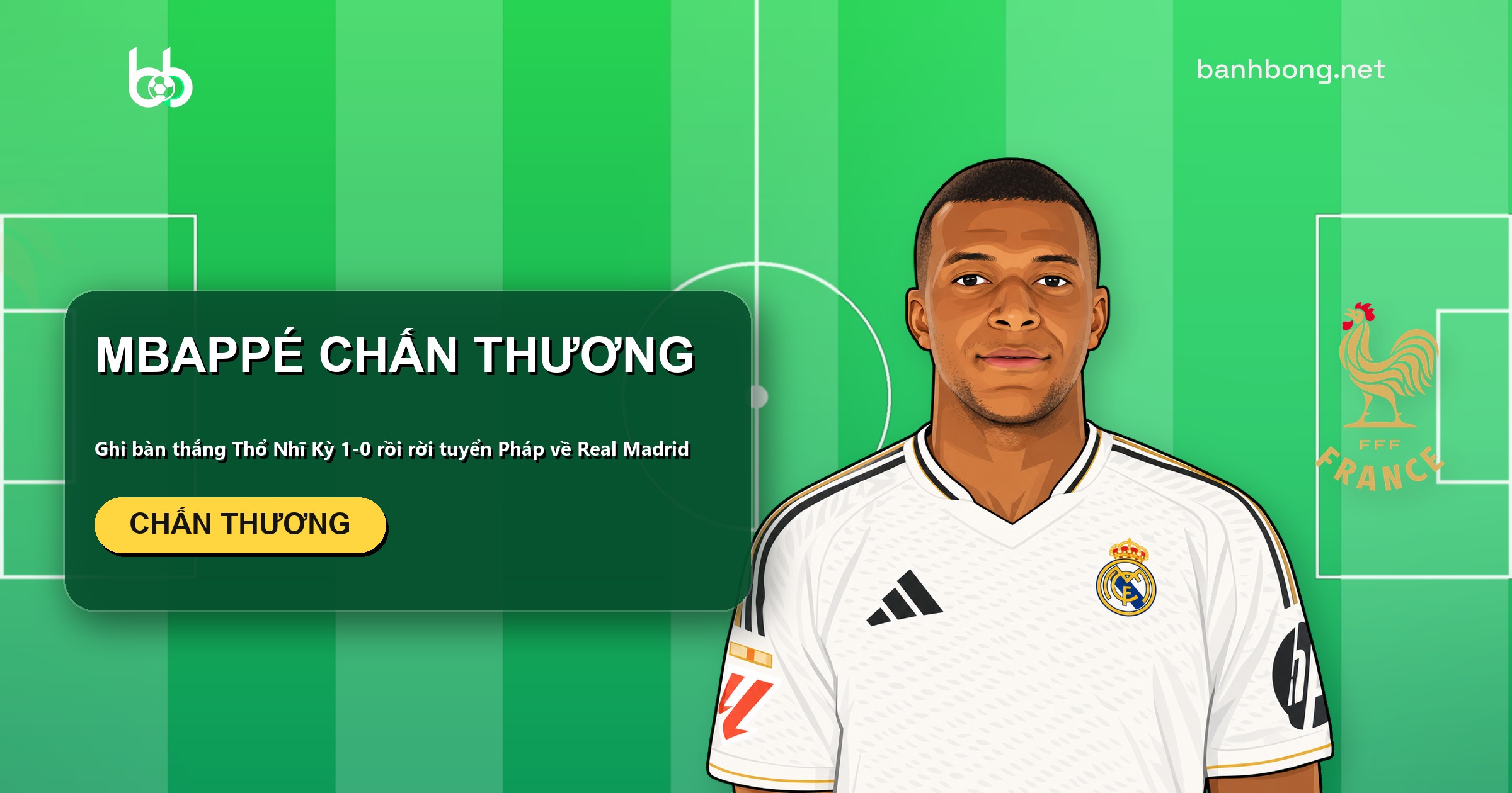 Mbappé chấn thương sau bàn thắng, rời tuyển Pháp trong ngày Zidane ra mắt