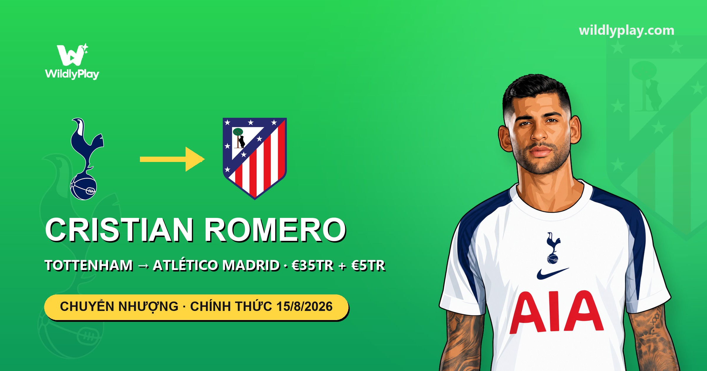 Cristian Romero leaves Tottenham for Atlético Madrid in €40m deal